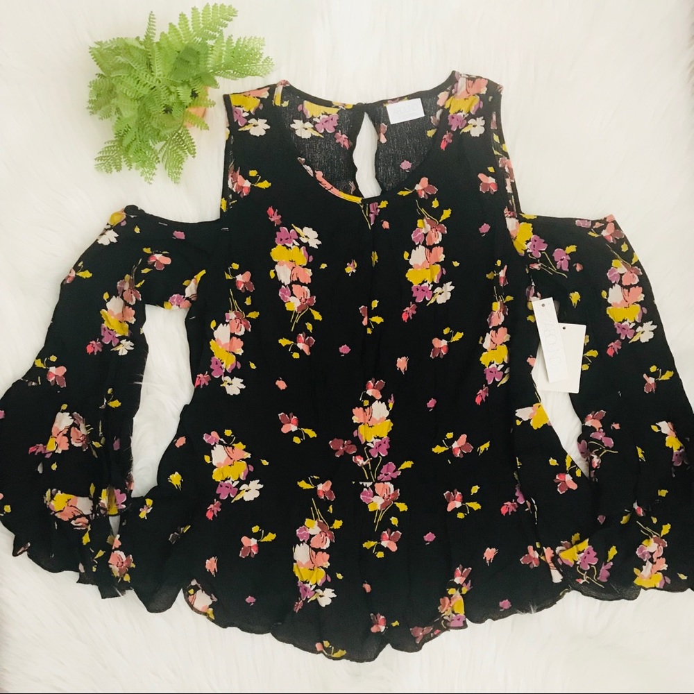 Abound Cold Shoulder Floral Print Blouse
